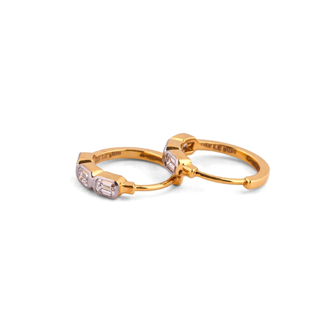 Decora Élan Triple Emerald Line Diamond Huggie Earrings – view 4