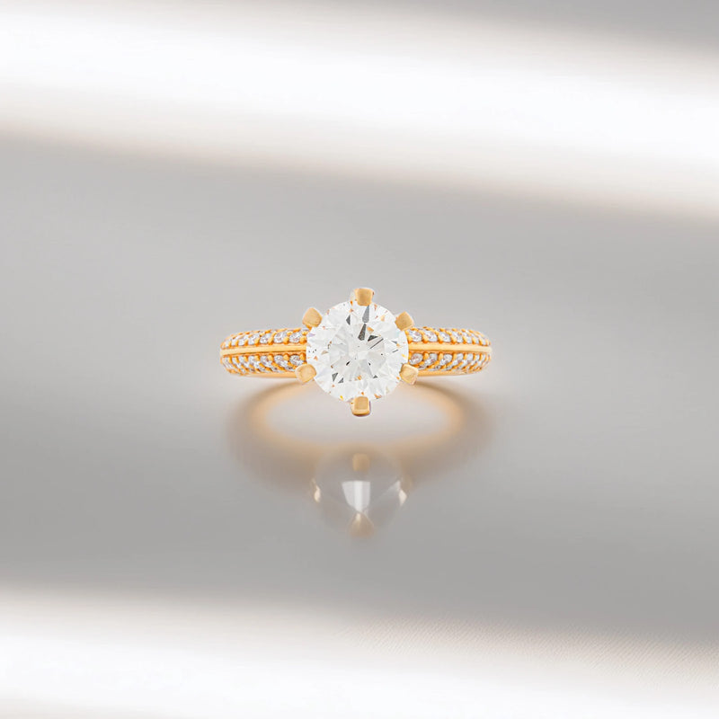 Astra Round Pavé Cathedral Solitaire Ring — front view