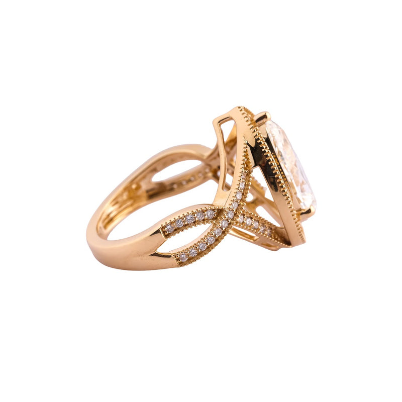 Regency Pear Double-Halo Milgrain Ring — view 4