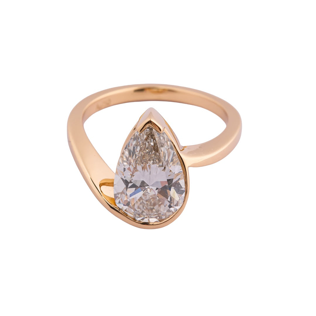Contour Pear Architectural Bezel Ring — view 3