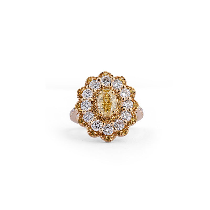 Oval Floral Halo Lab-Grown Diamond Ring - front view