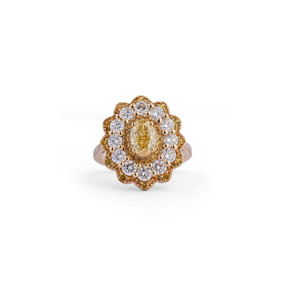 Oval Floral Halo Lab-Grown Diamond Ring - front view