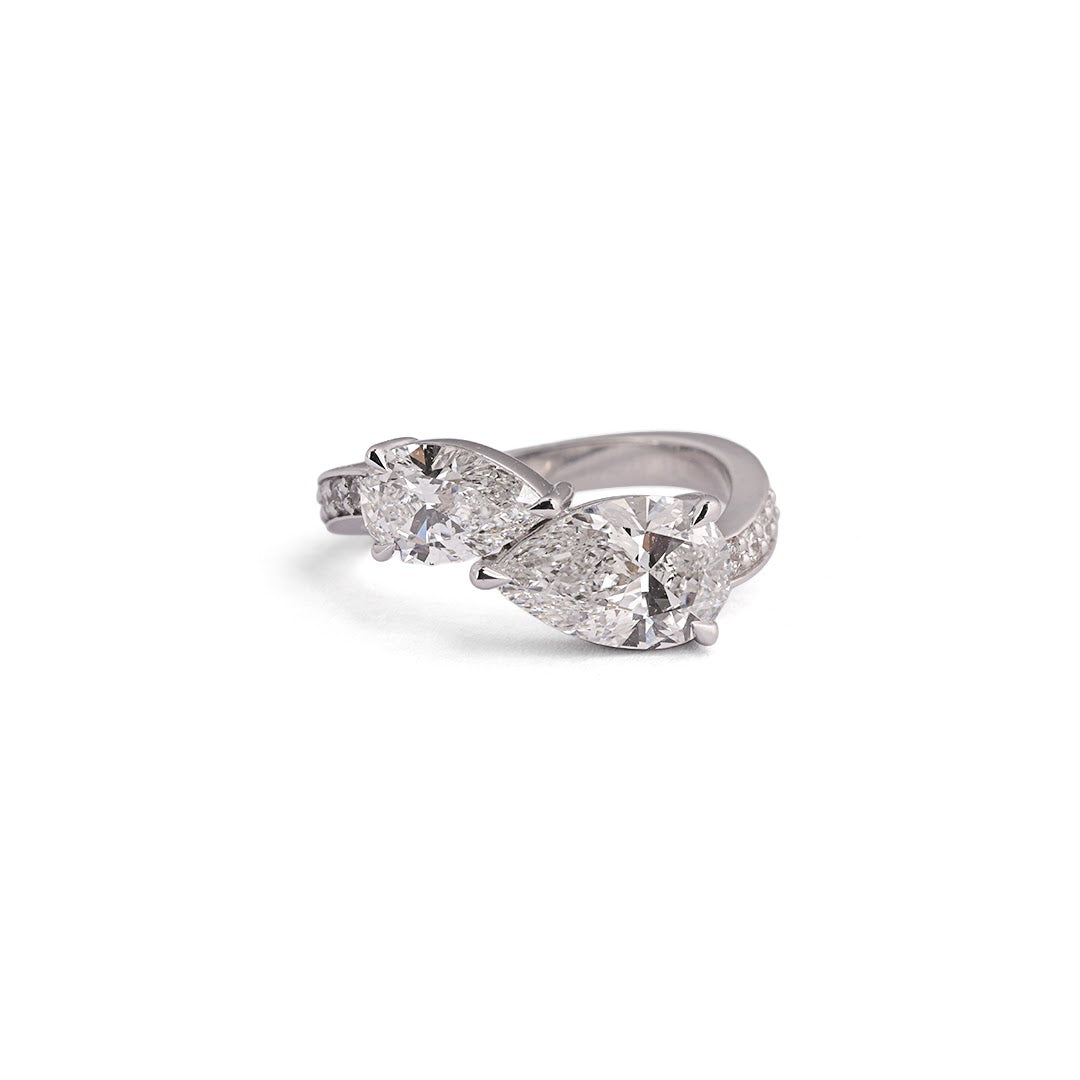 Multi-Shape Bypass Lab-Grown Diamond Ring - angled view