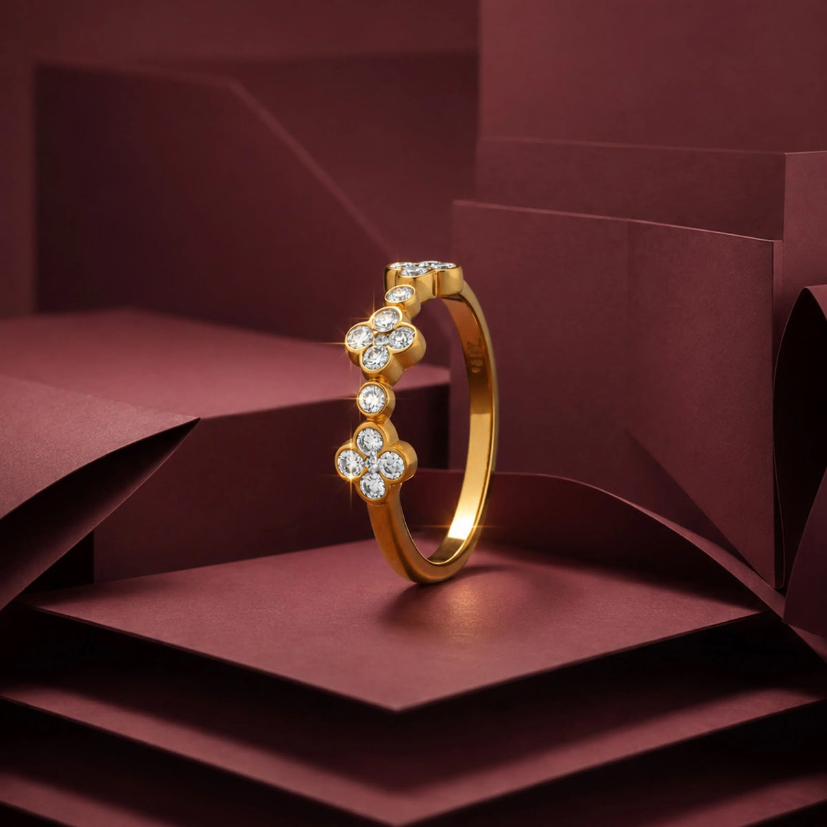 Dahlia Bezel-Cluster Diamond Band — editorial view