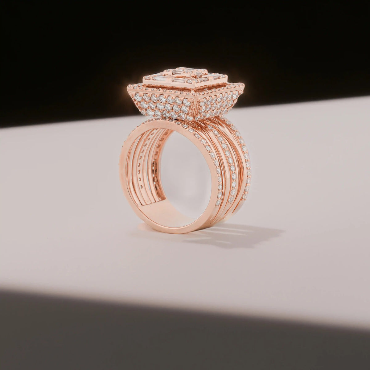 Citadel Square Double-Halo Multi-Row Ring — angled view