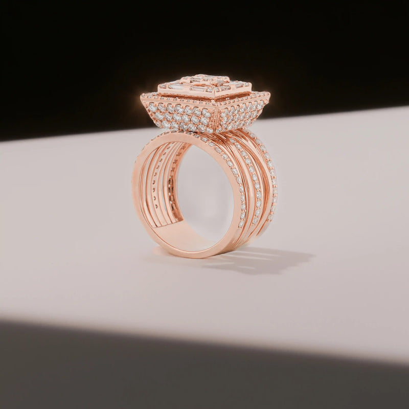 Citadel Square Double-Halo Multi-Row Ring — angled view