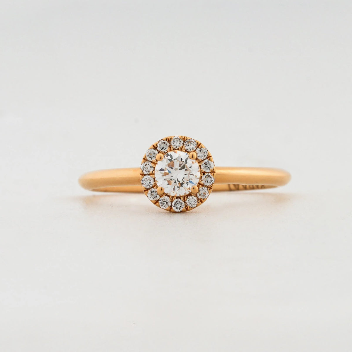 Aureole Round Double-Halo Diamond Ring — front view