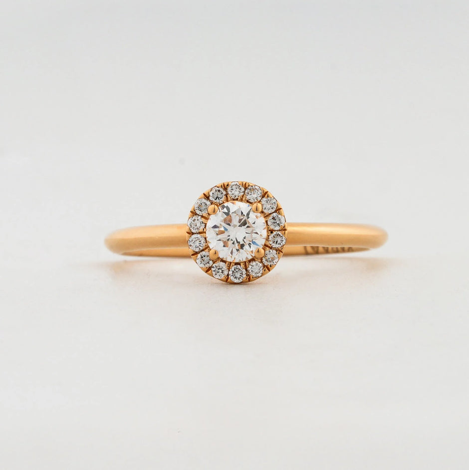 Aureole Round Double-Halo Diamond Ring — front view