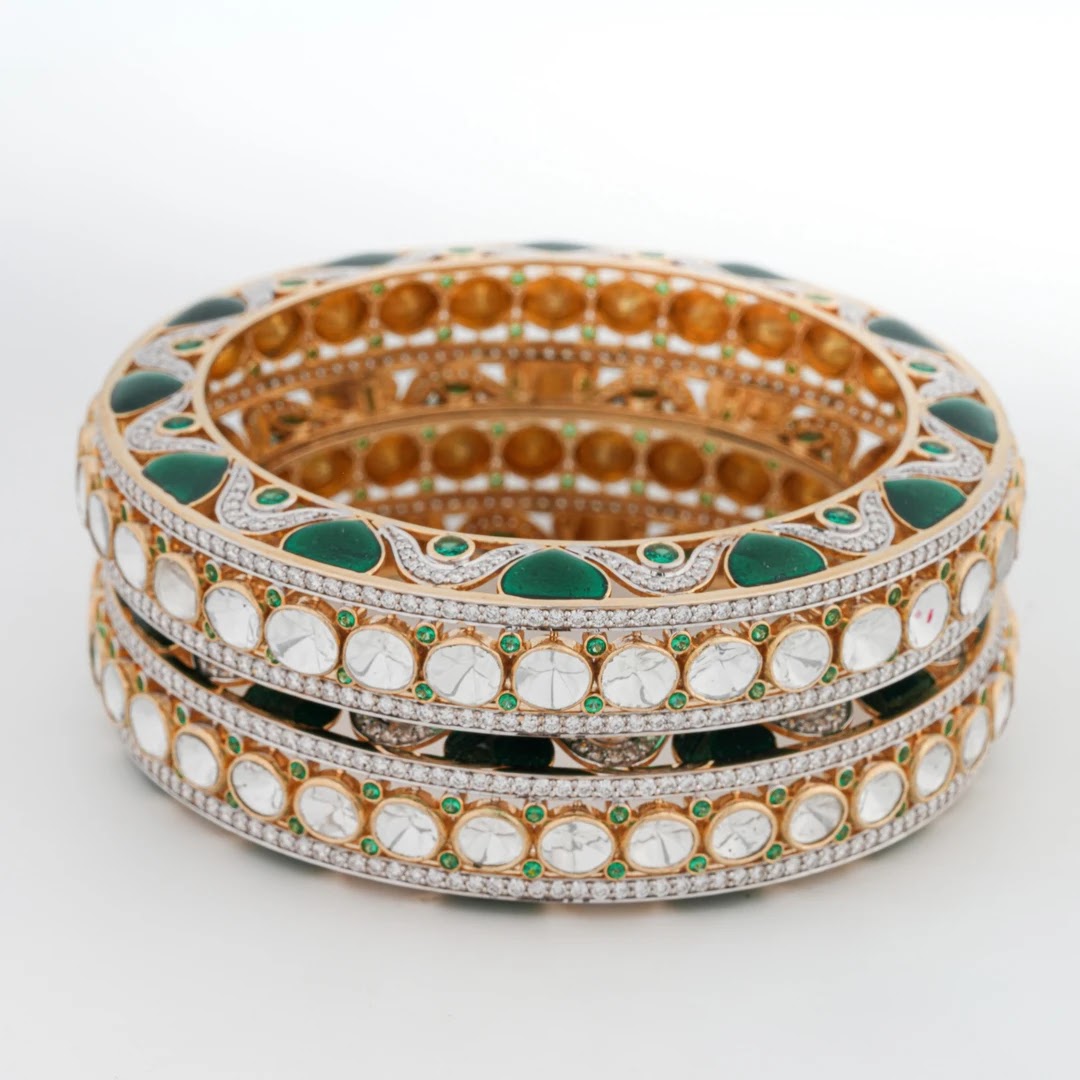 9.79 Ct Round Lab-Grown Diamond with 14.46 Ct Lab-Grown Colourstone Bangle — view 3
