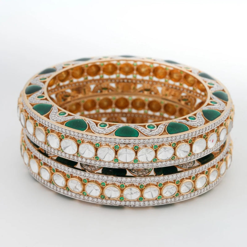 9.79 Ct Round Lab-Grown Diamond with 14.46 Ct Lab-Grown Colourstone Bangle — view 3