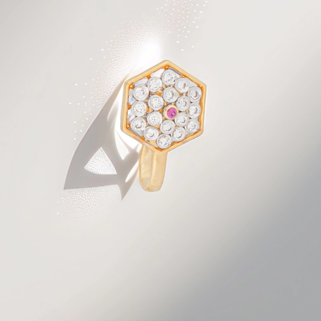 0.09 Ct Round Lab-Grown Diamond with 0.01 Ct Lab-Grown Colourstone Nose Pin — view 3