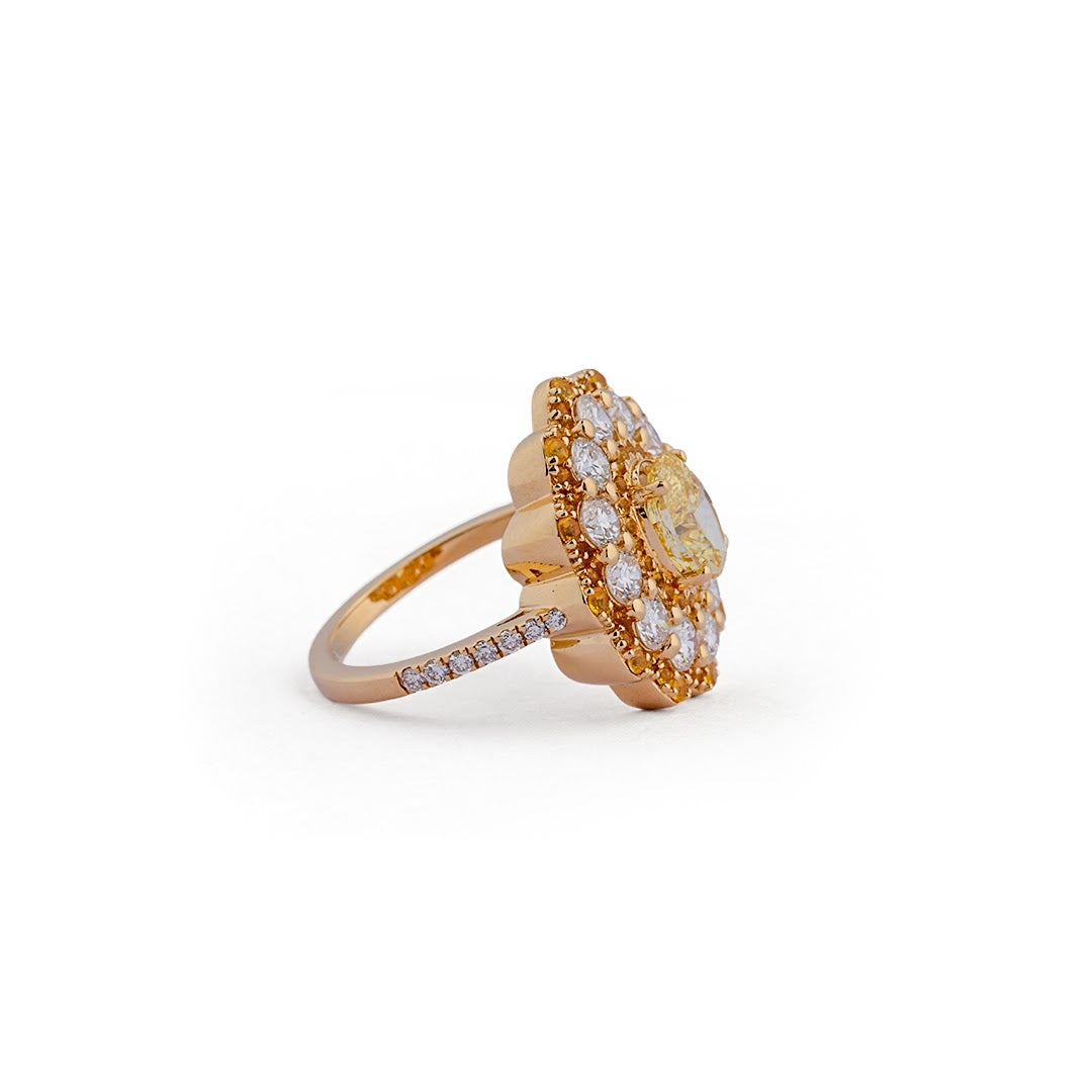 Oval Floral Halo Lab-Grown Diamond Ring - side view