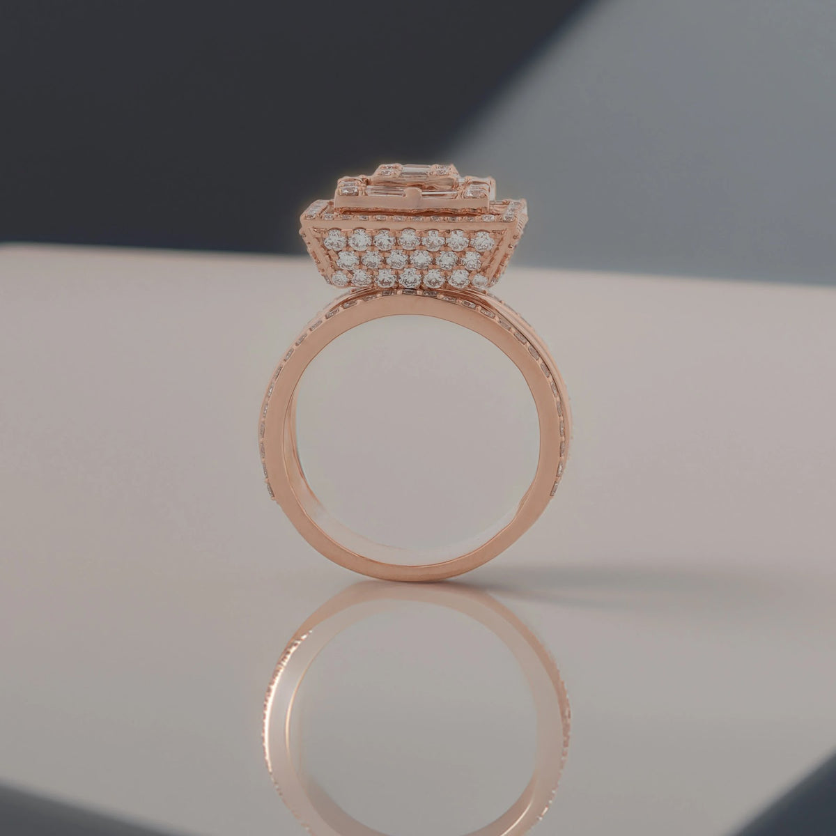 Citadel Square Double-Halo Multi-Row Ring — profile view