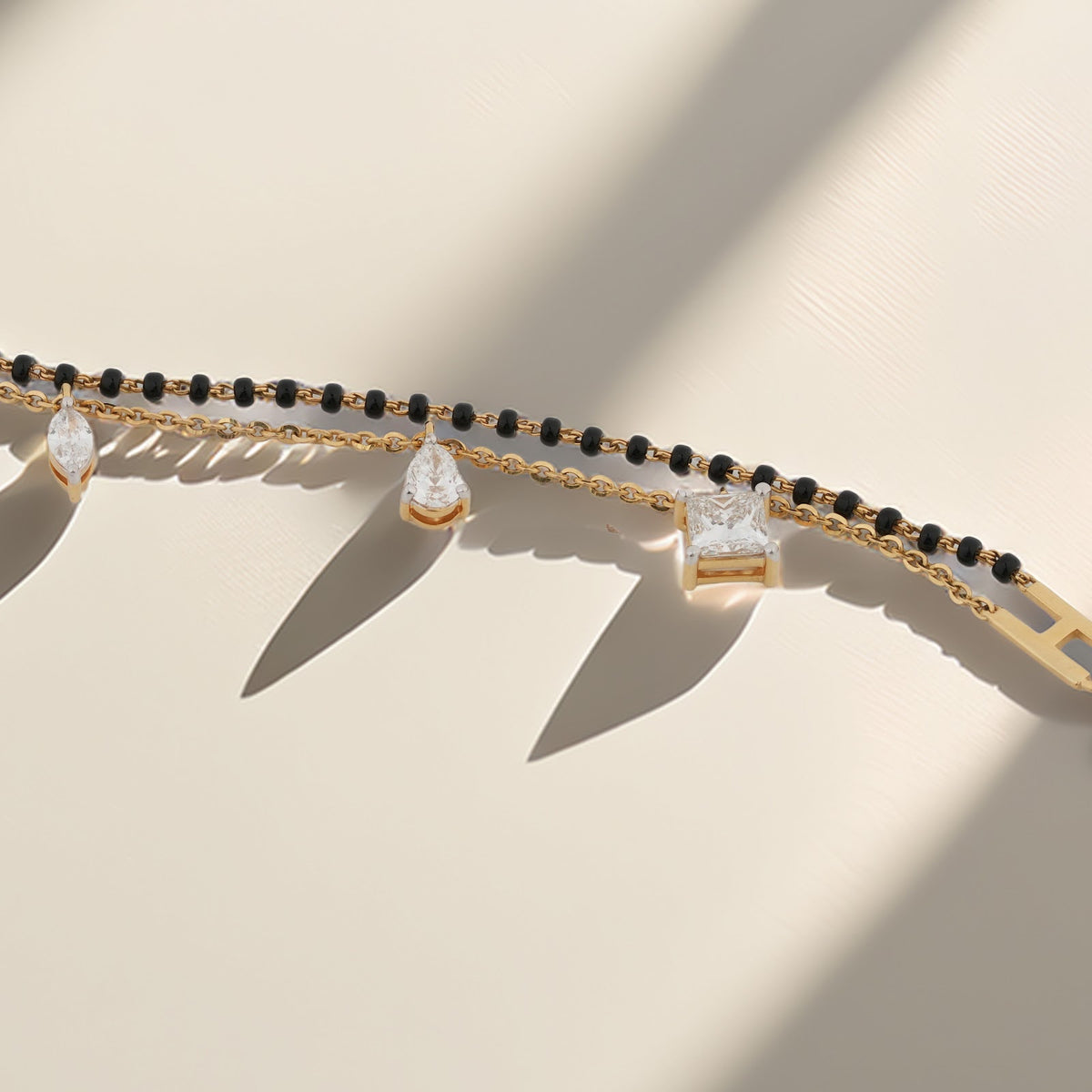 2.4 Carat Lab-Grown Diamond Mangalsutra Bracelet with Black Beads for Women - view 2