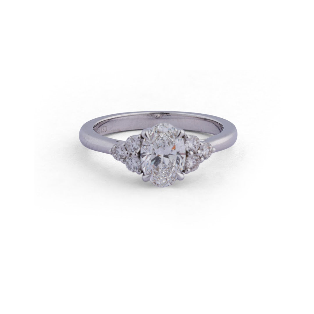 Oval Cluster Shoulder Lab-Grown Diamond Ring - front view