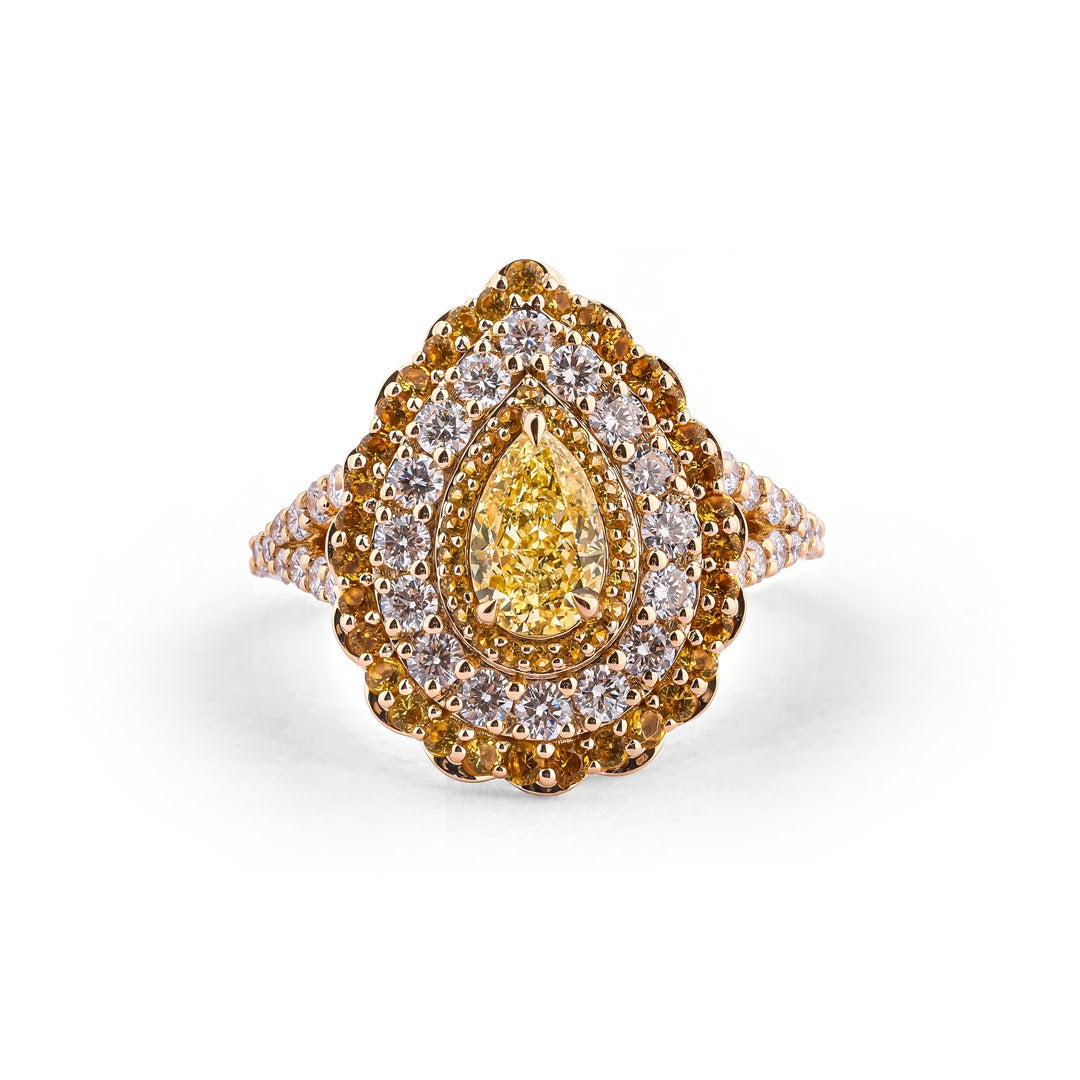 Saffron Royale Pear Halo Cocktail Ring — view 1