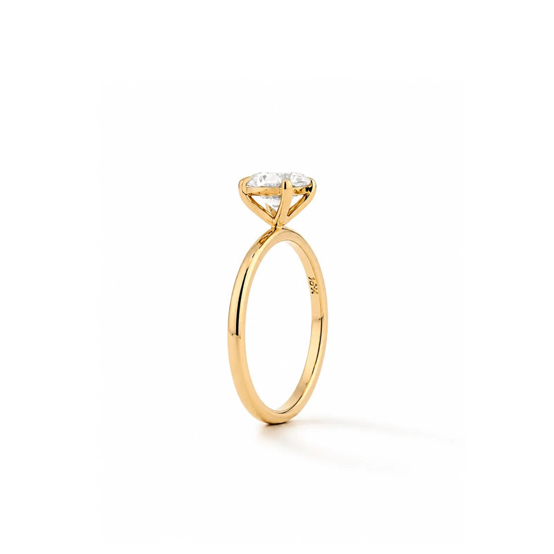 Calista Round Cathedral Solitaire Ring — profile view
