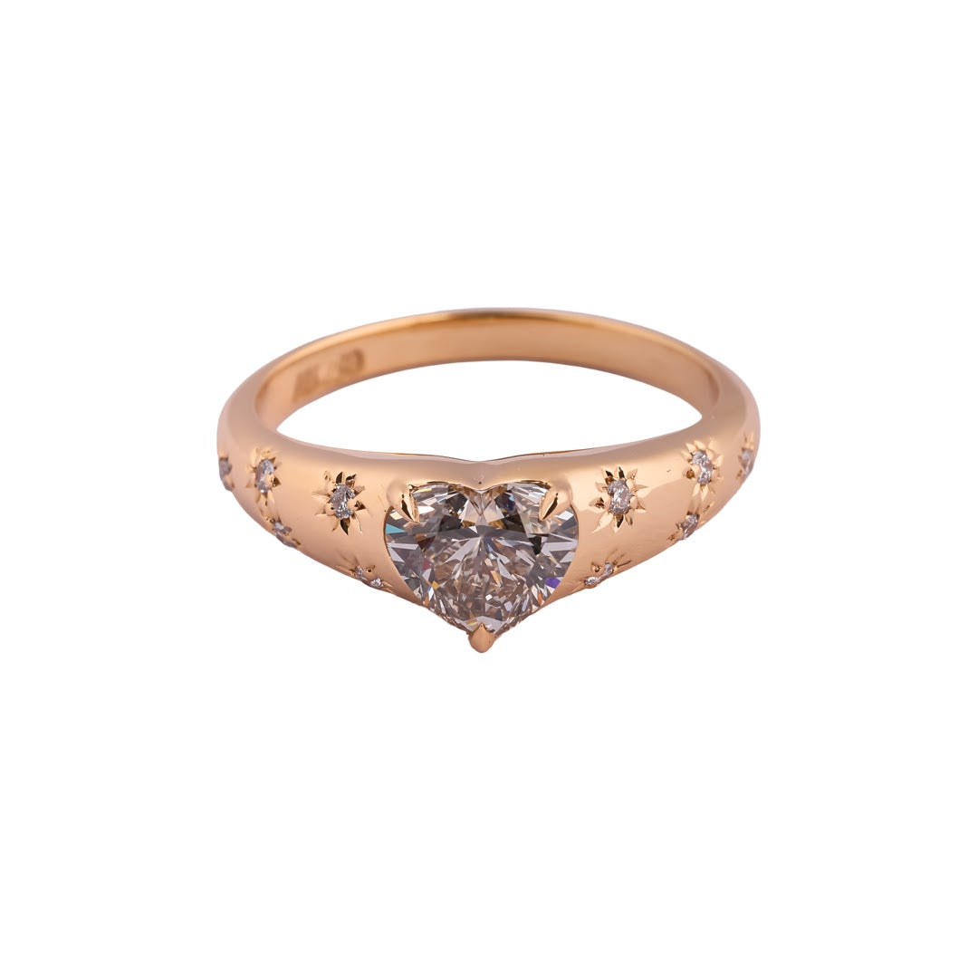 Celestial Heart Signet Diamond Ring — view 3