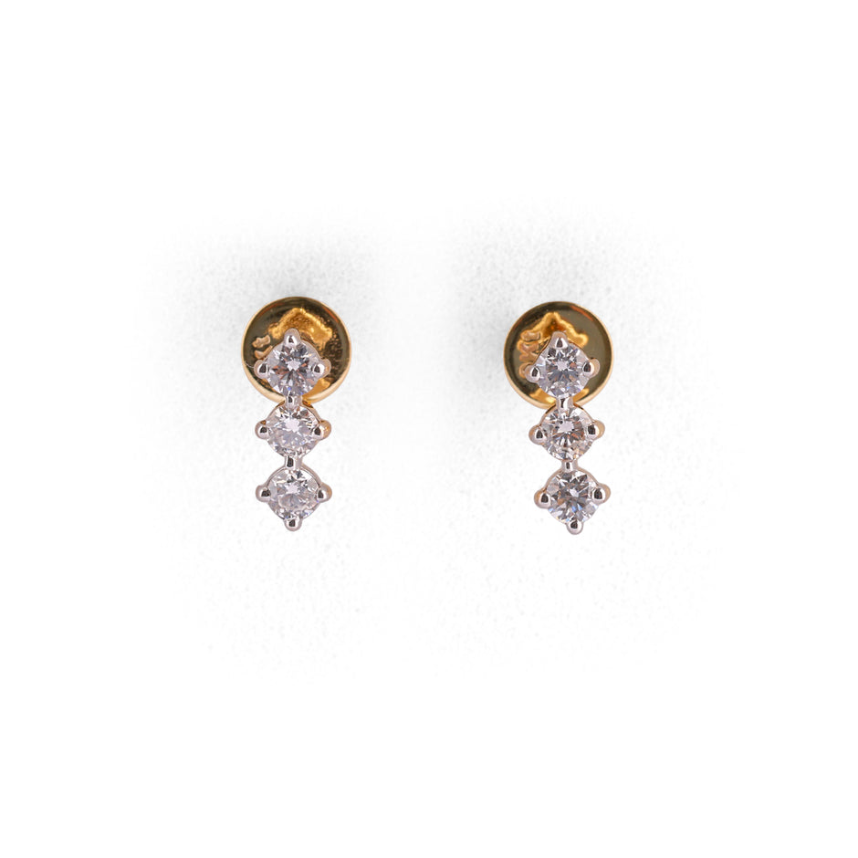 Tria Élise Graduated Three-Stone Linear Diamond Drop Earrings