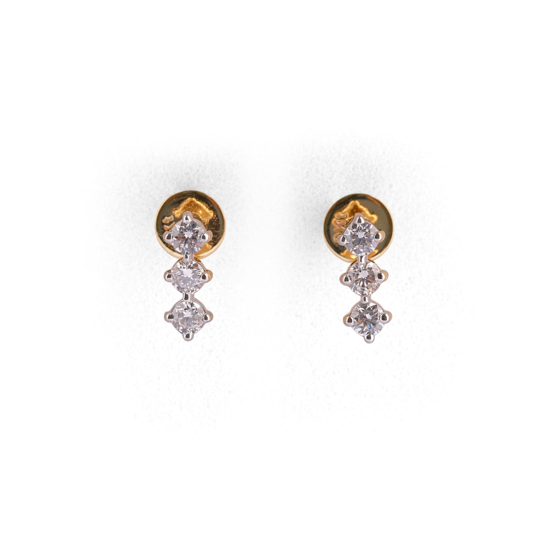 Tria Élise Graduated Three-Stone Linear Diamond Drop Earrings