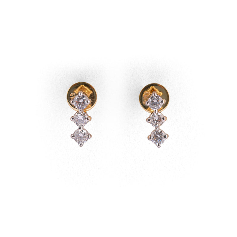 Tria Élise Graduated Three-Stone Linear Diamond Drop Earrings