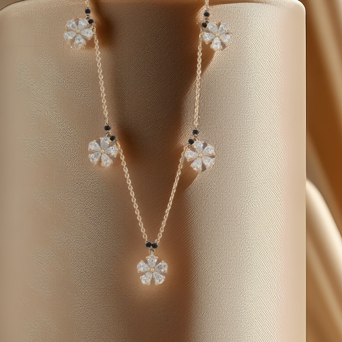 4.69 Carat Lab-Grown Diamond Mangalsutra with Black Beads for Women - view 1