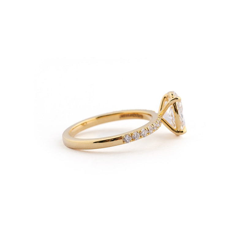 Oval Pavé Solitaire Lab-Grown Diamond Ring - worn view