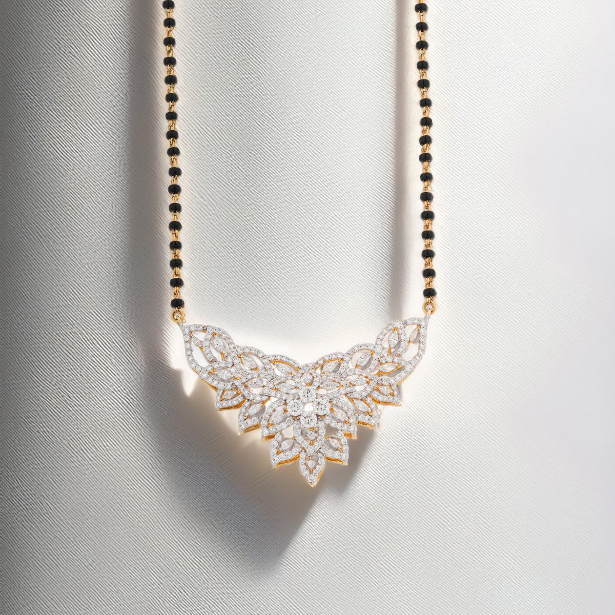 2.01 Carat Lab-Grown Diamond Mangalsutra with Black Beads for Women - view 1