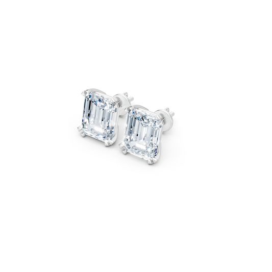 Forever Sparkle Timeless Emerald-Cut Lab Diamond Stud Earrings