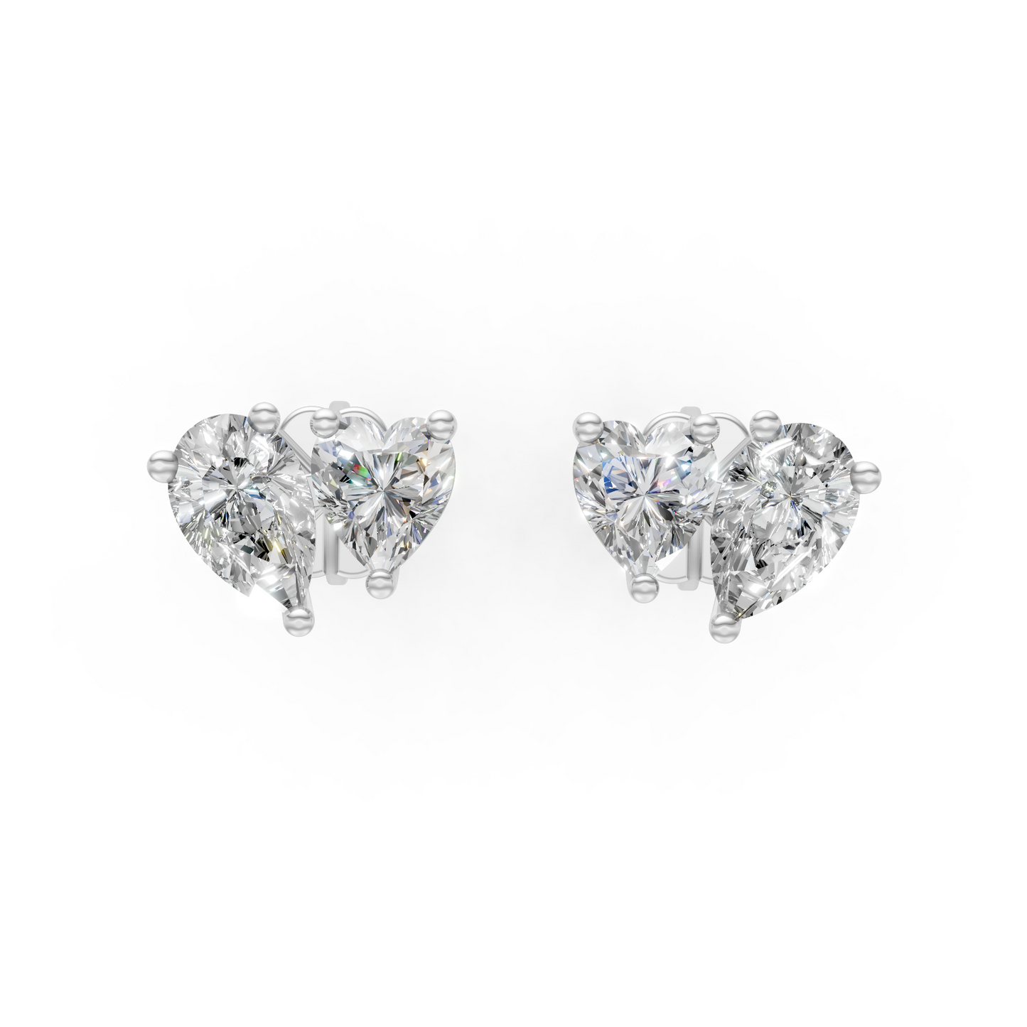Heart & Pear Shaped Coupled Lab Diamond Studs Earring