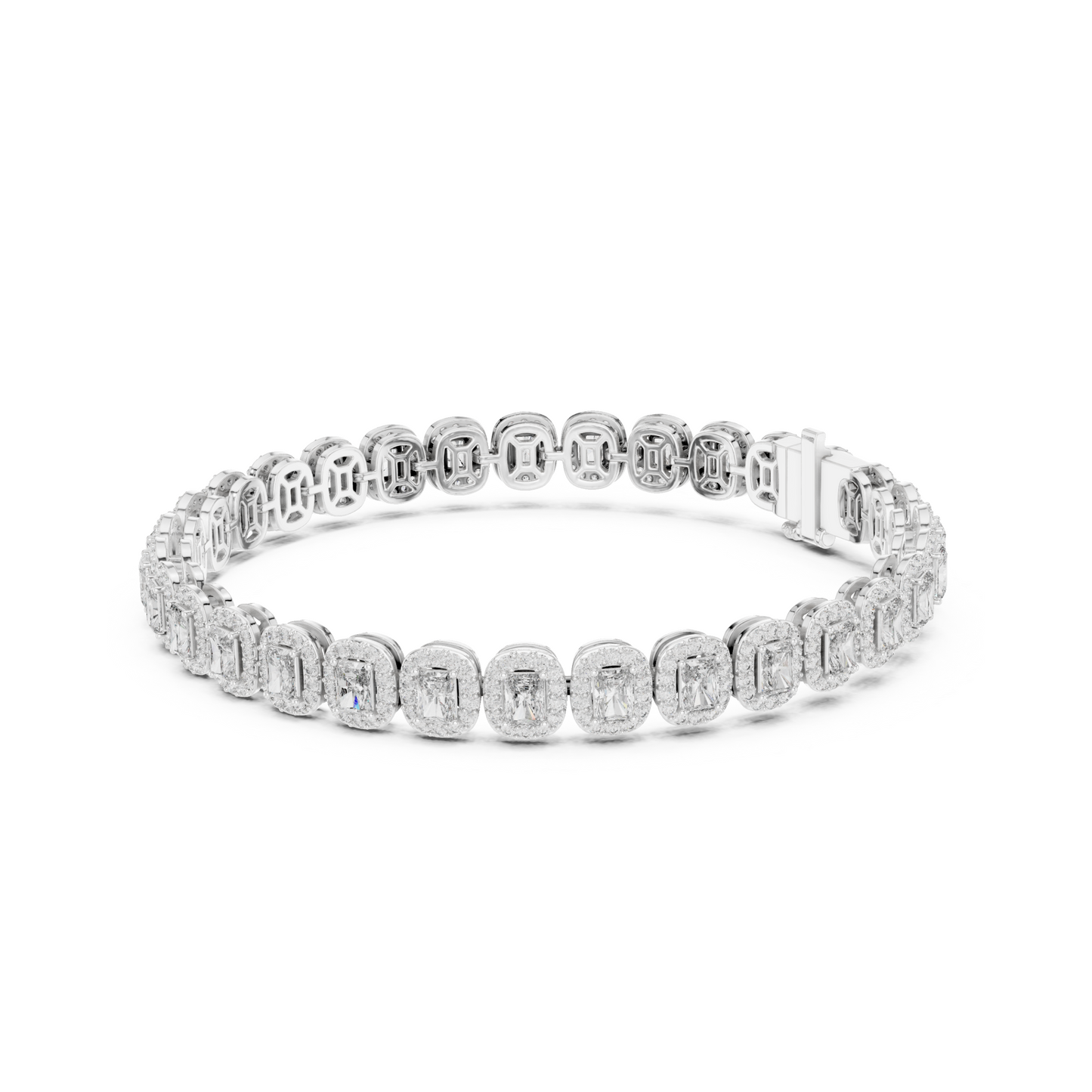Graceful Glow Radiant Lab Diamond Halo Tennis Bracelet for Ladies of Positivity & Power