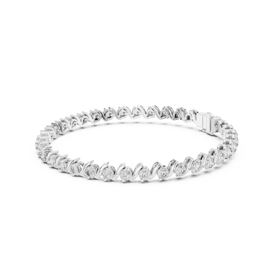 Twist of Artistic Charm Round Lab Diamond Tennis Bracelet For Women Workwear