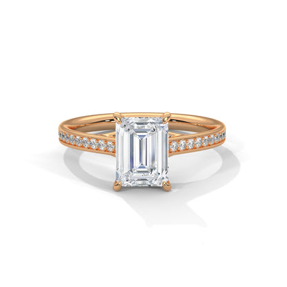 Solitaire Elongated Ring in 1.75 Carat Emerald Lab Diamond