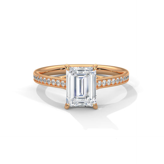 Solitaire Elongated Ring in 1.75 Carat Emerald Lab Diamond
