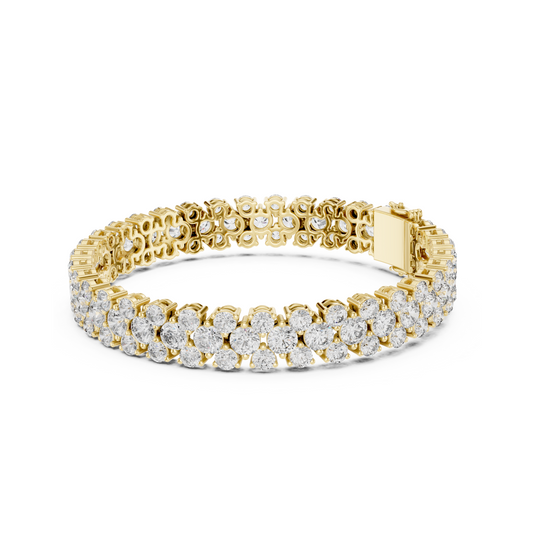 Diva's Desire Elite Lab Diamond Three Layer Round Cut Brilliance Bracelet