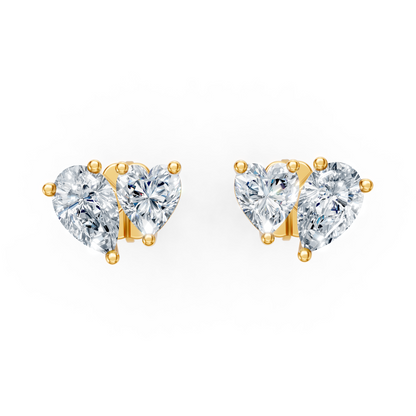 Heart & Pear Shaped Coupled Lab Diamond Studs Earring