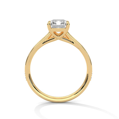 Solitaire Elongated Ring in 1.75 Carat Emerald Lab Diamond