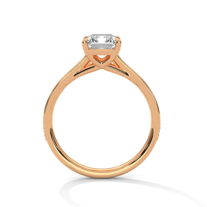 Solitaire Elongated Ring in 1.75 Carat Emerald Lab Diamond