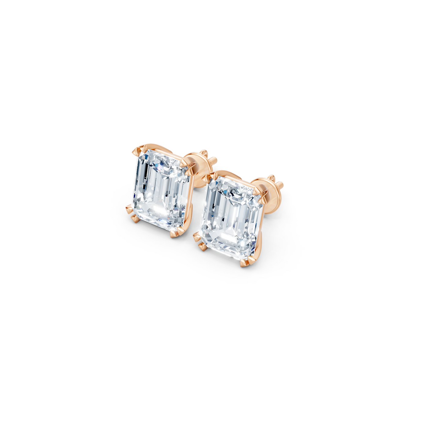 Forever Sparkle Timeless Emerald-Cut Lab Diamond Stud Earrings