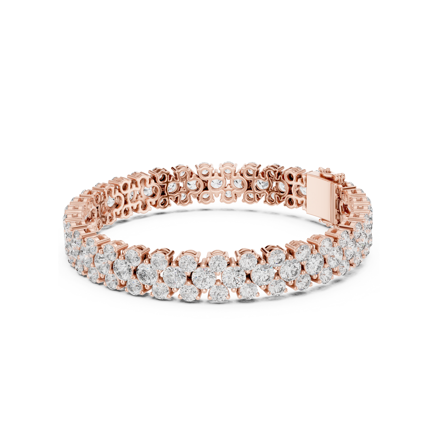 Diva's Desire Elite Lab Diamond Three Layer Round Cut Brilliance Bracelet