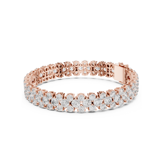Diva's Desire Elite Lab Diamond Three Layer Round Cut Brilliance Bracelet