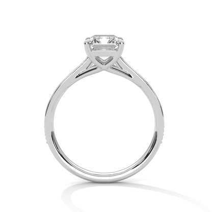 Solitaire Elongated Ring in 1.75 Carat Emerald Lab Diamond
