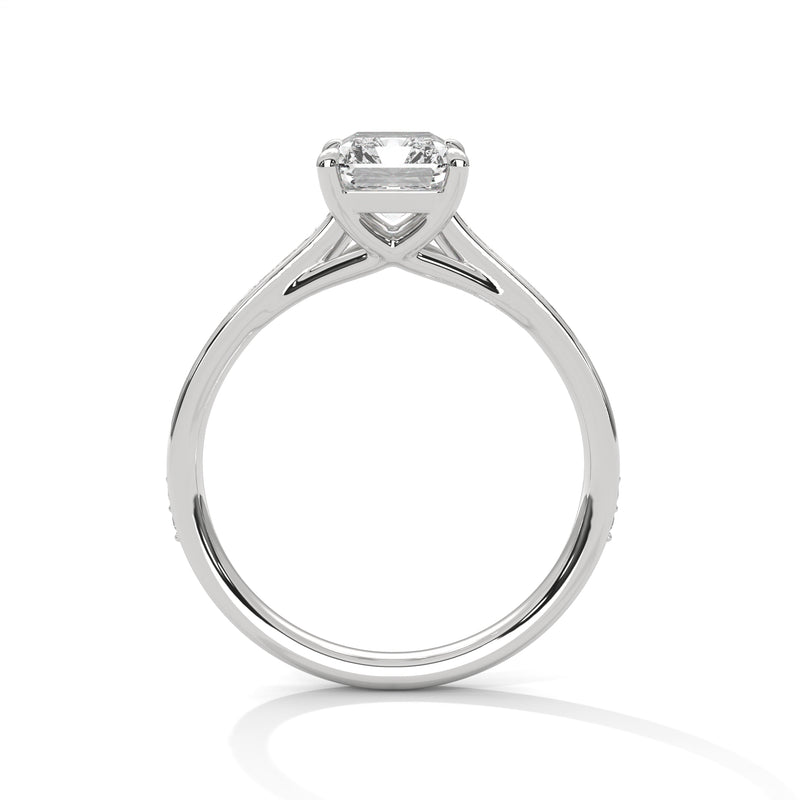Solitaire Elongated Ring in 1.75 Carat Emerald Lab Diamond