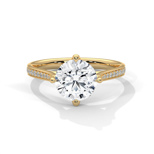 Solitaire 2 Carat Round Lab Diamond with Side Accents Engagement Ring