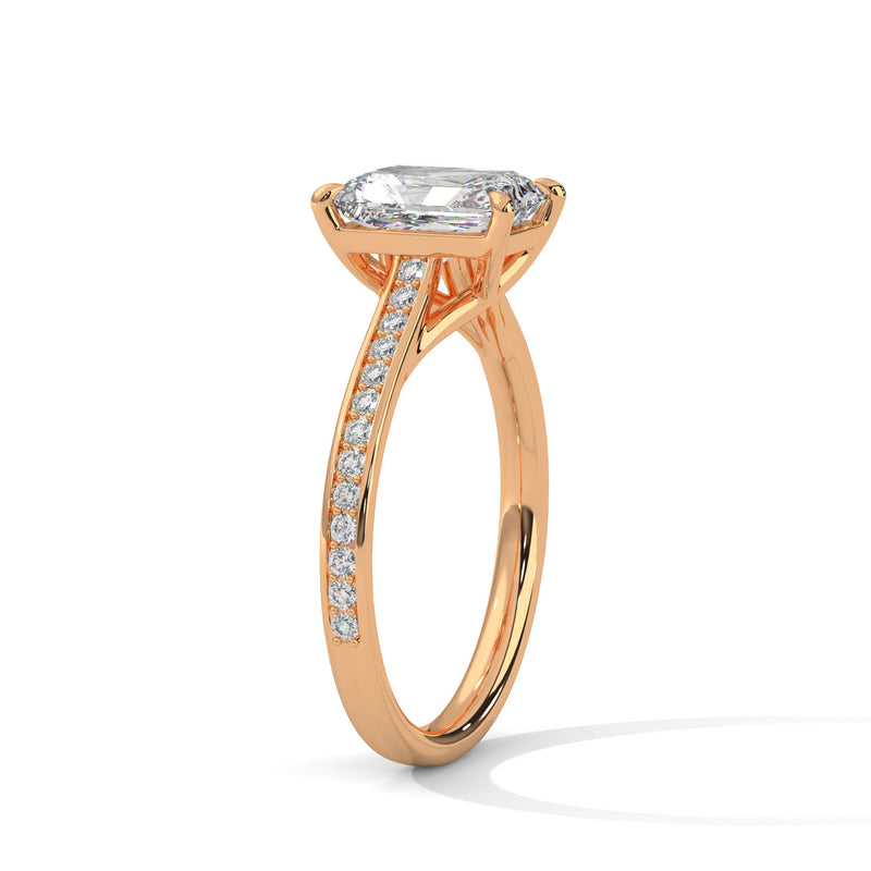 Solitaire Elongated Ring in 1.75 Carat Emerald Lab Diamond