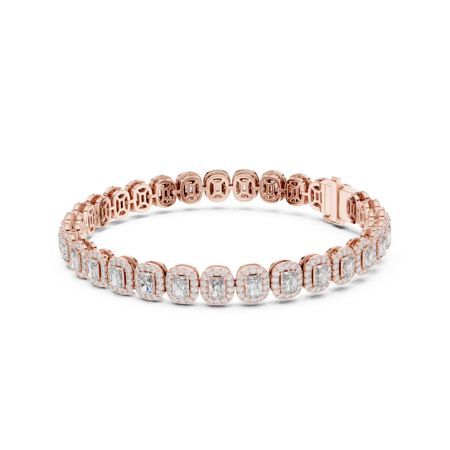 Graceful Glow Radiant Lab Diamond Halo Tennis Bracelet for Ladies of Positivity & Power