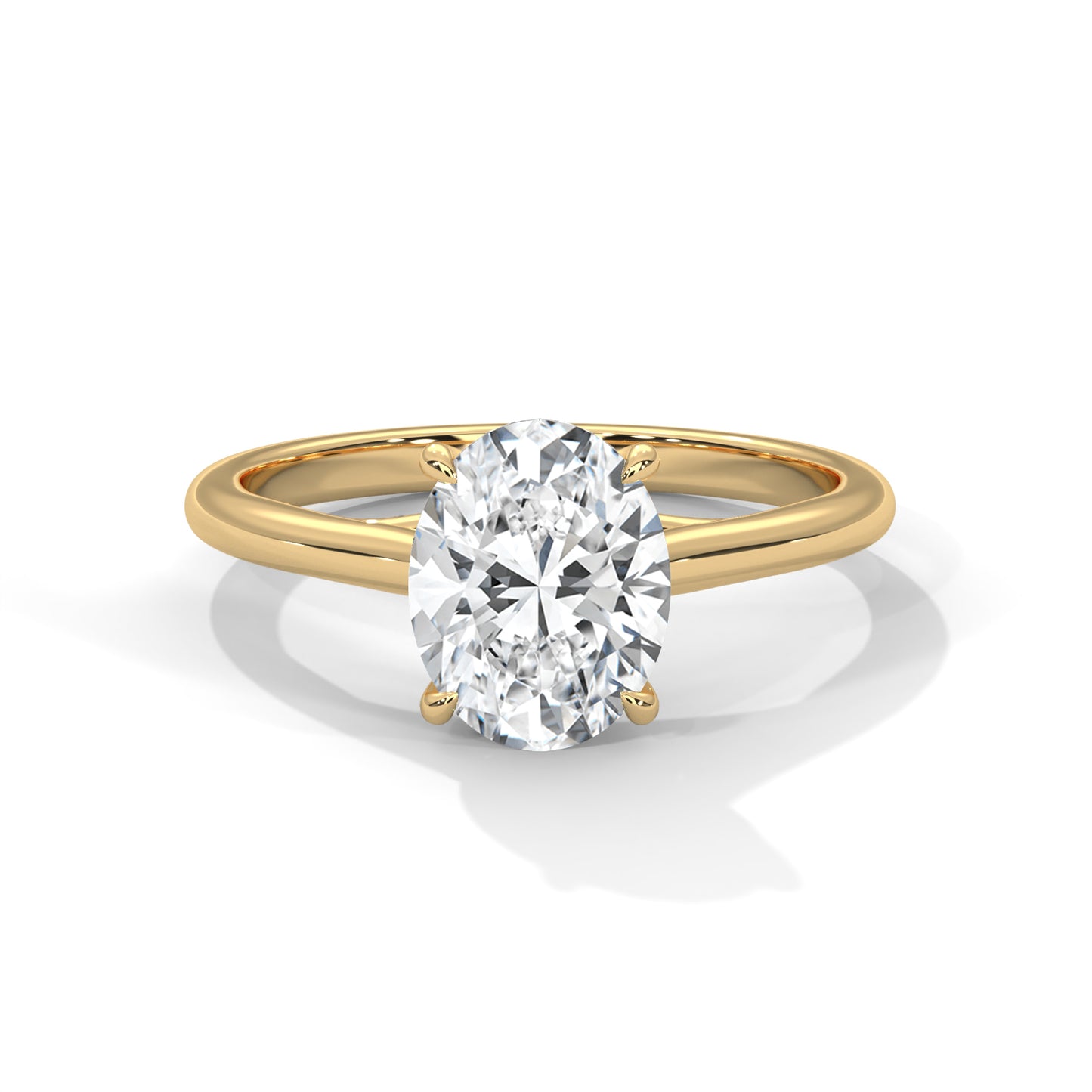 2 Carat Oval Shape Simple Solitaire Ring in Lab Diamond