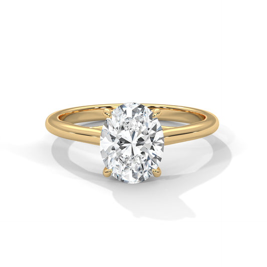 2 Carat Oval Shape Simple Solitaire Ring in Lab Diamond