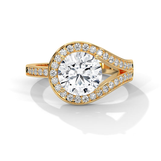 Antique Classic Round Halo Engagement Ring For Women in 2 Carat Lab Diamond