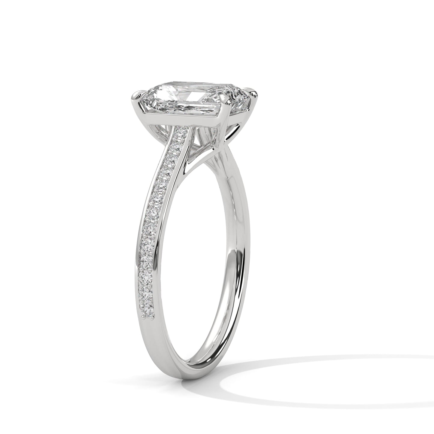 Solitaire Elongated Ring in 1.75 Carat Emerald Lab Diamond